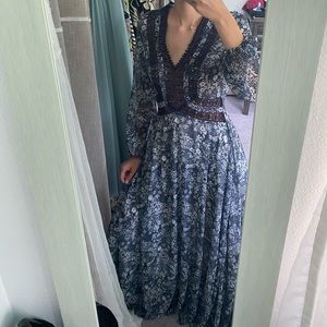 Navy floral flowy dress by LucyParis